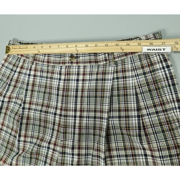 Roundtree & York Gold Label Chino Shorts Mens 34 Brown Plaid Tartan 9" Golf VTG - Picture 8 of 15